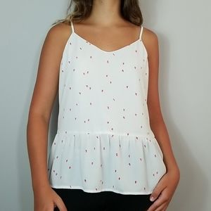 Dalia Strawberry Printed Ruffle Cami Tank Top